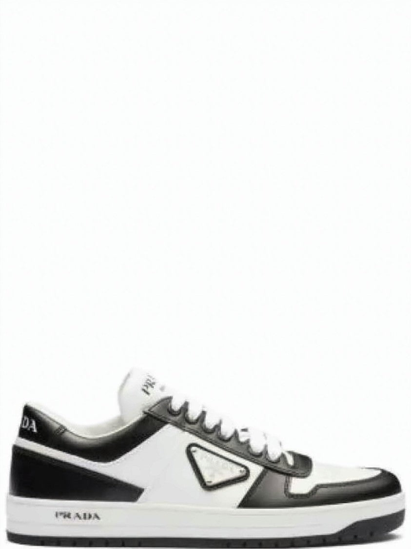 Prada Low-Top Sneakers With Triangular Logo And Leather Overlays
