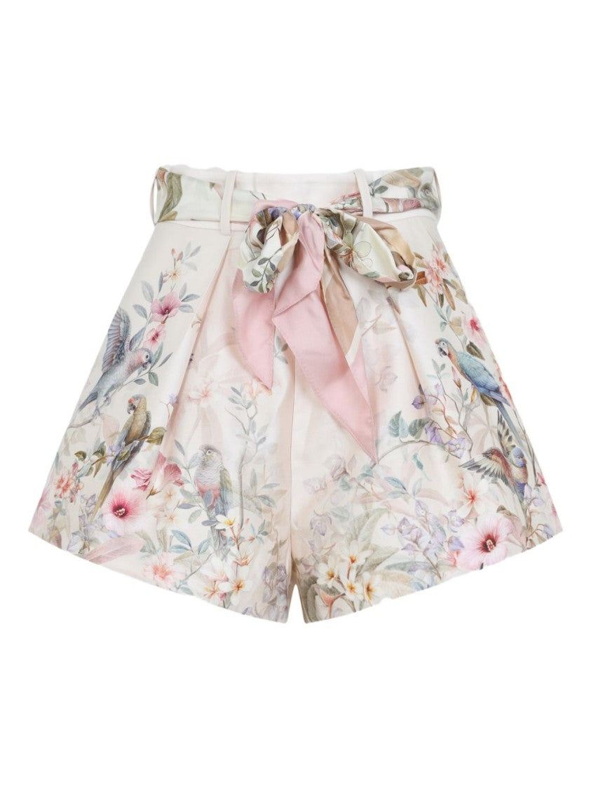 Zimmermann Bermuda Shorts In Silk-Cotton Blend With Floral Print