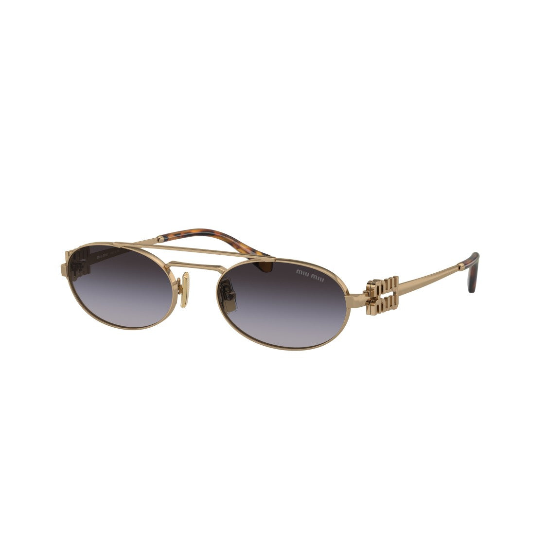 Miu Miu 0Mu 54Zs Oval-Shaped Gold Metal Frame Sunglasses