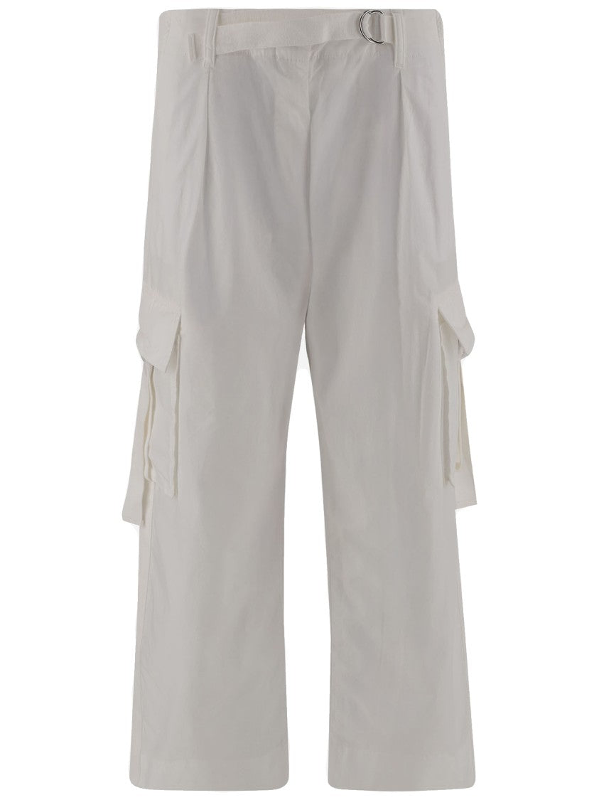 Tory Burch Cotton Cargo Pants With Adjustable Waistband