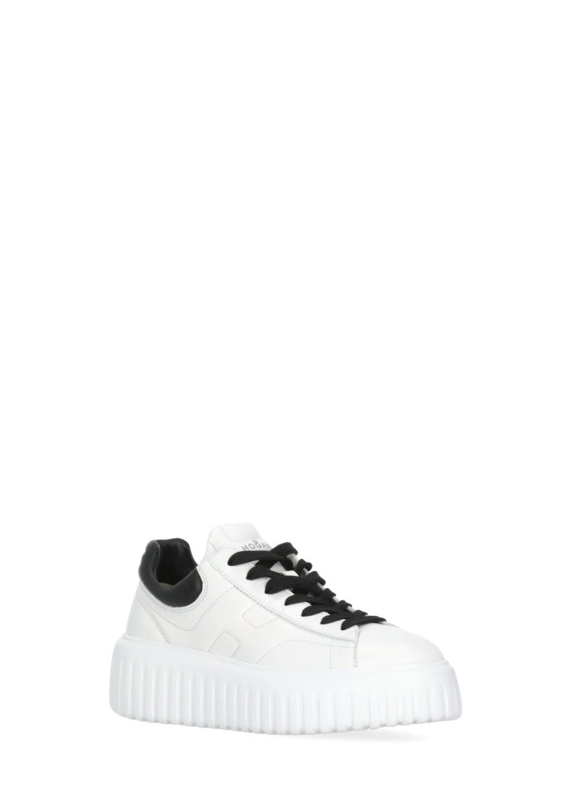 Hogan White Smooth Leather Contrasting Laces Sneakers