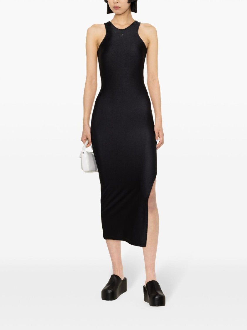 Coperni Black Satin-Finish Midi Dress