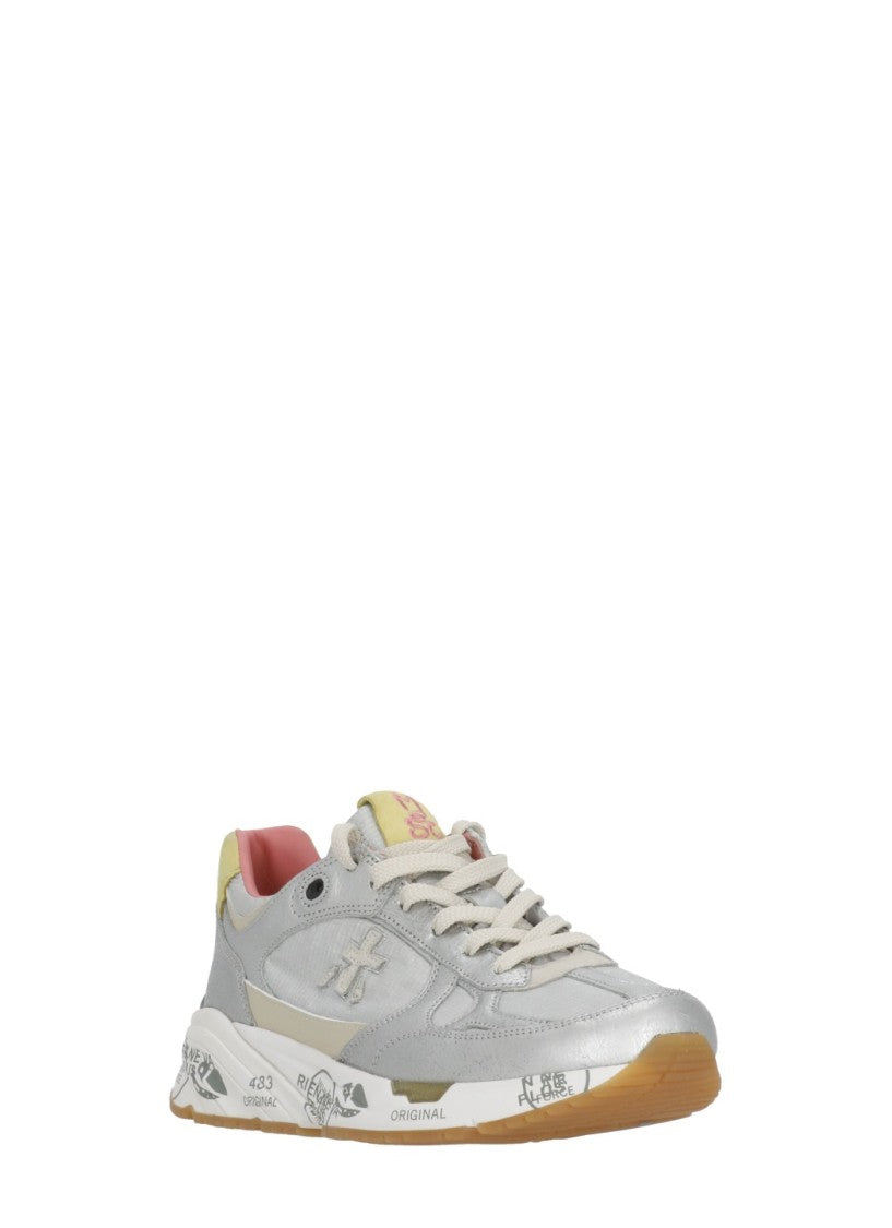 Premiata Silver White Mased 8115 Suede Sneakers