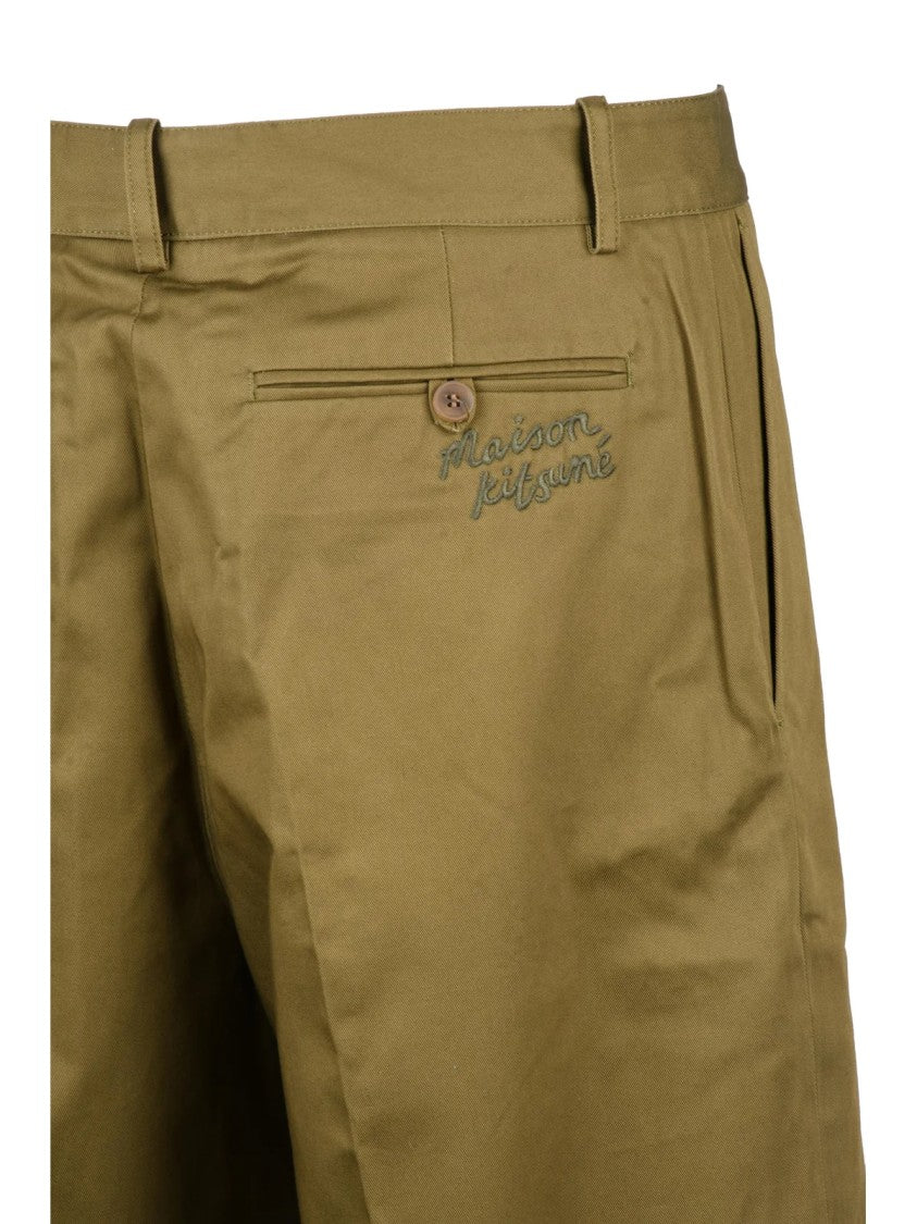 Maison Kitsuné High-Waisted Straight-Cut Trousers With Zip Closure And Subtle Branding