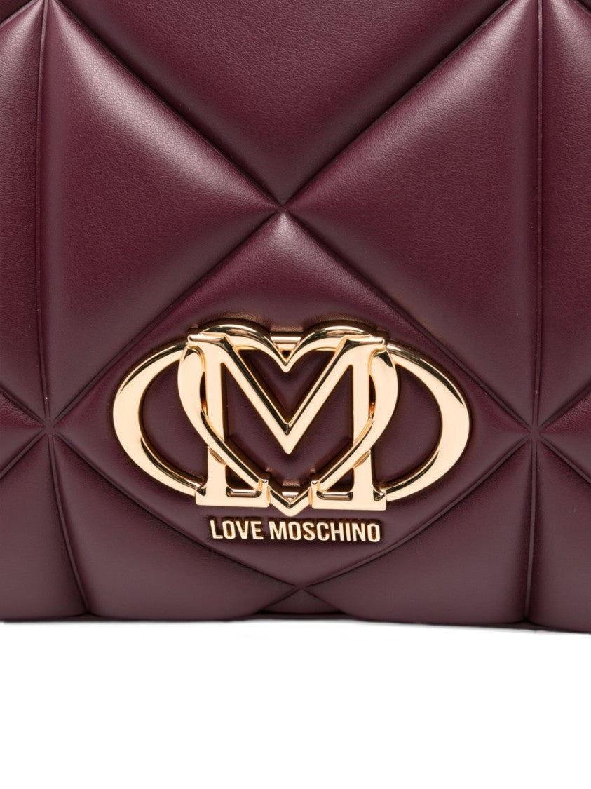 Love Moschino Quilted Bordeaux Shoulder Bag With Gold Plaque