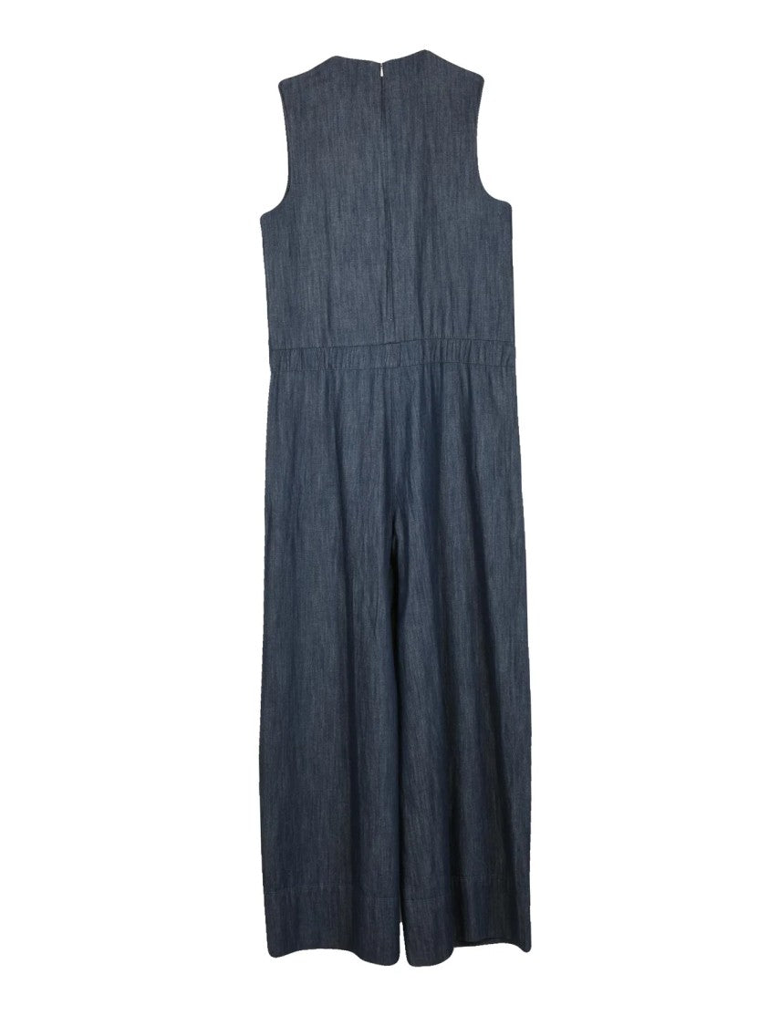 Max Mara Denim Cotton Drawstring Jumpsuit