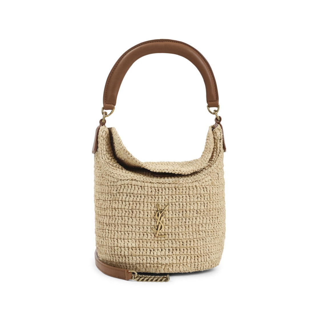 Saint Laurent Mini Brown Raffia Shoulder Bag