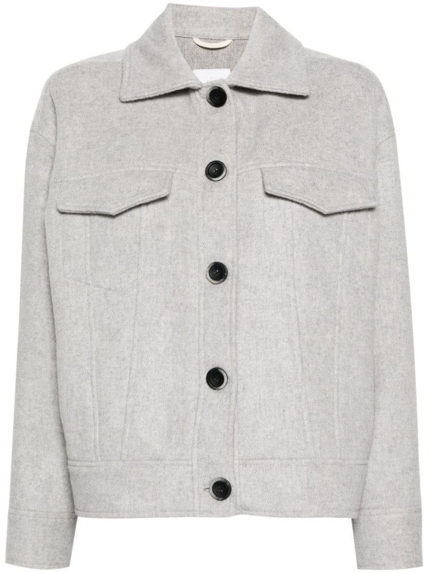 Eleventy Oversized Grey Wool And Cashmere Jacket