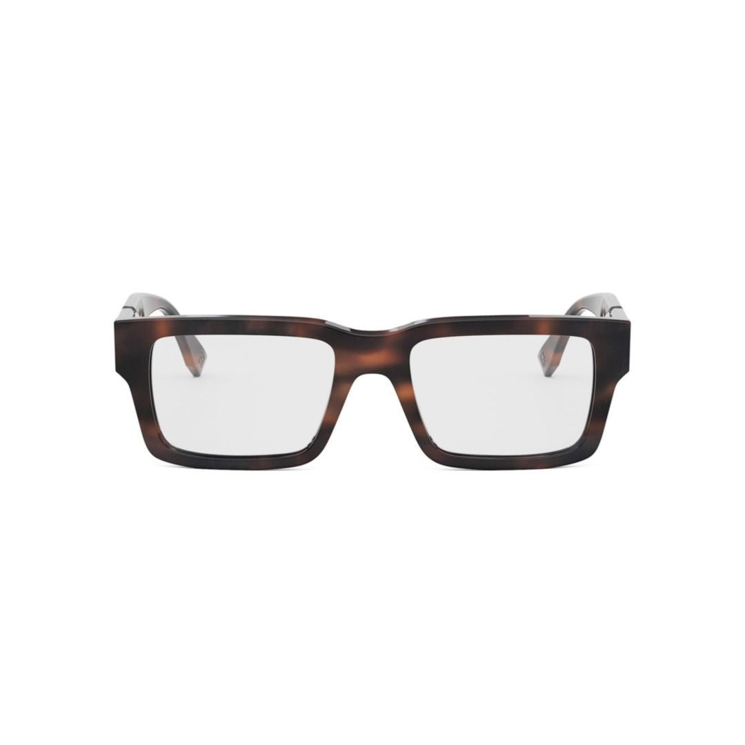 Fendi Fe50114i Rectangular Tortoiseshell Frame Eyeglasses