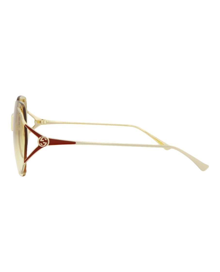 Gucci Square-Frame Metal Sunglasses
