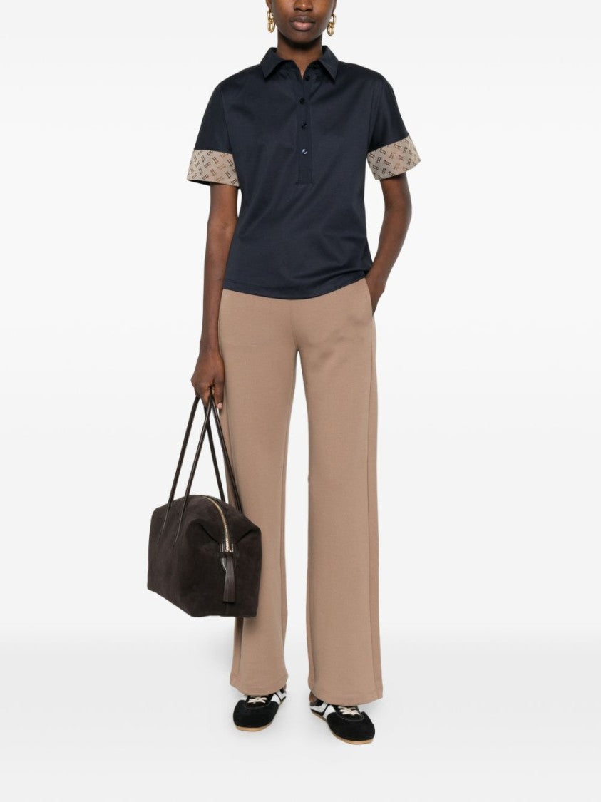 Herno Blue Printed Cuff Polo Shirt