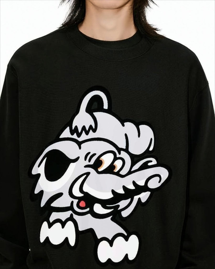 Kenzo Long-Sleeve Black Cotton T-Shirt With Playful Graphic