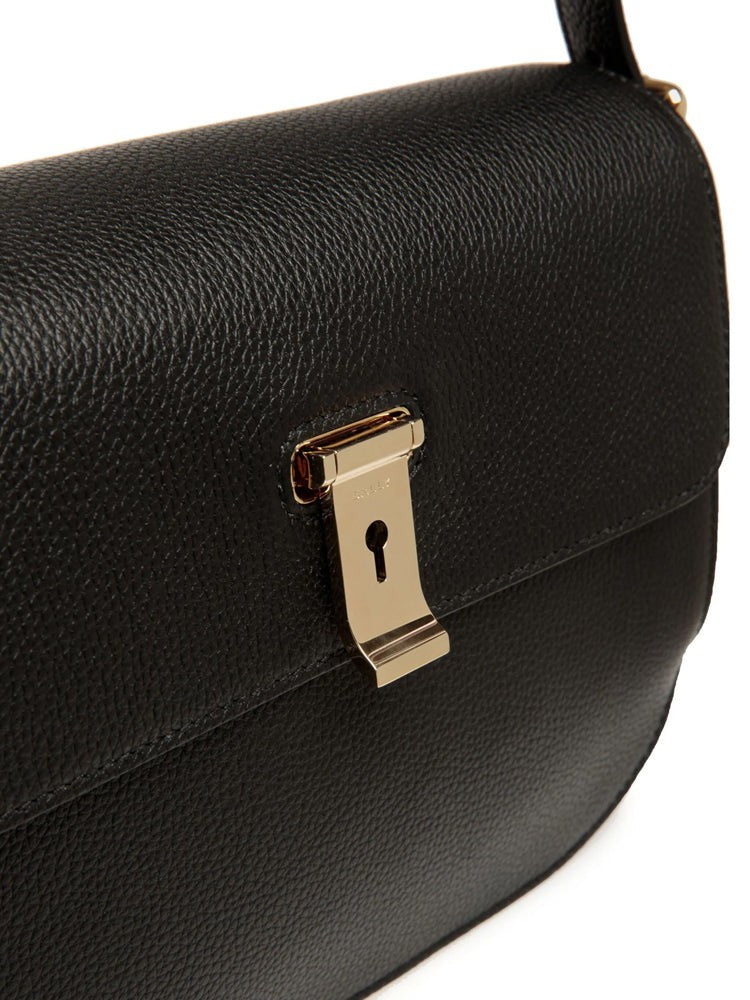 Bally Textured Cow Leather Shoulder Bag With Gold-Tone Lock Closure
