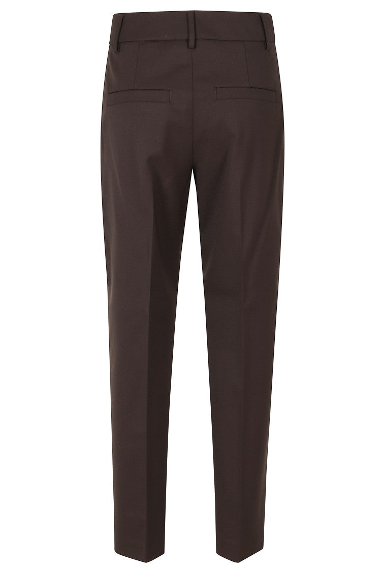 Seventy Brown Straight-Leg Virgin Wool-Blend Formal Pants
