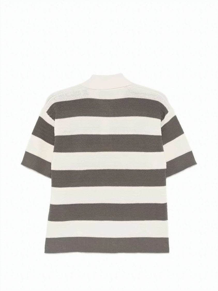 Ami Paris Multicolour Wide Horizontal Striped Cotton Polo