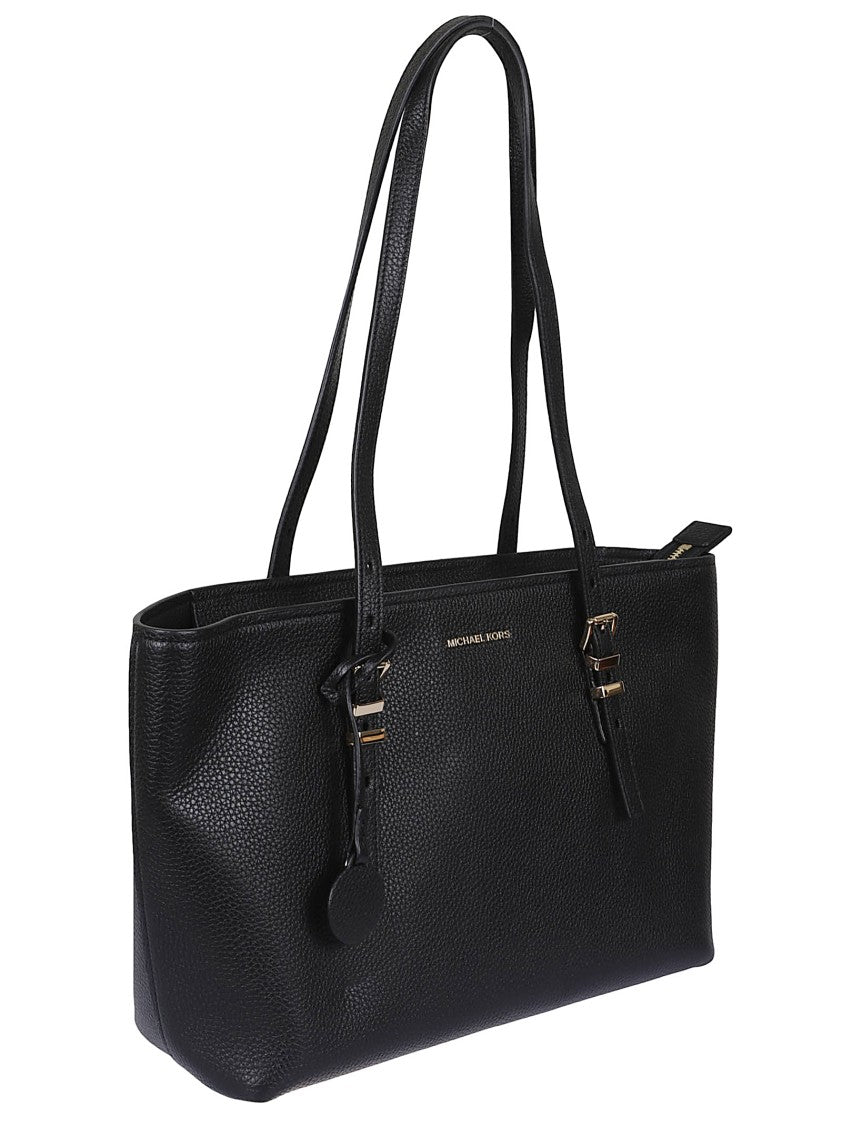 Michael Kors Quinn Hammered Black Leather Shoulder Bag