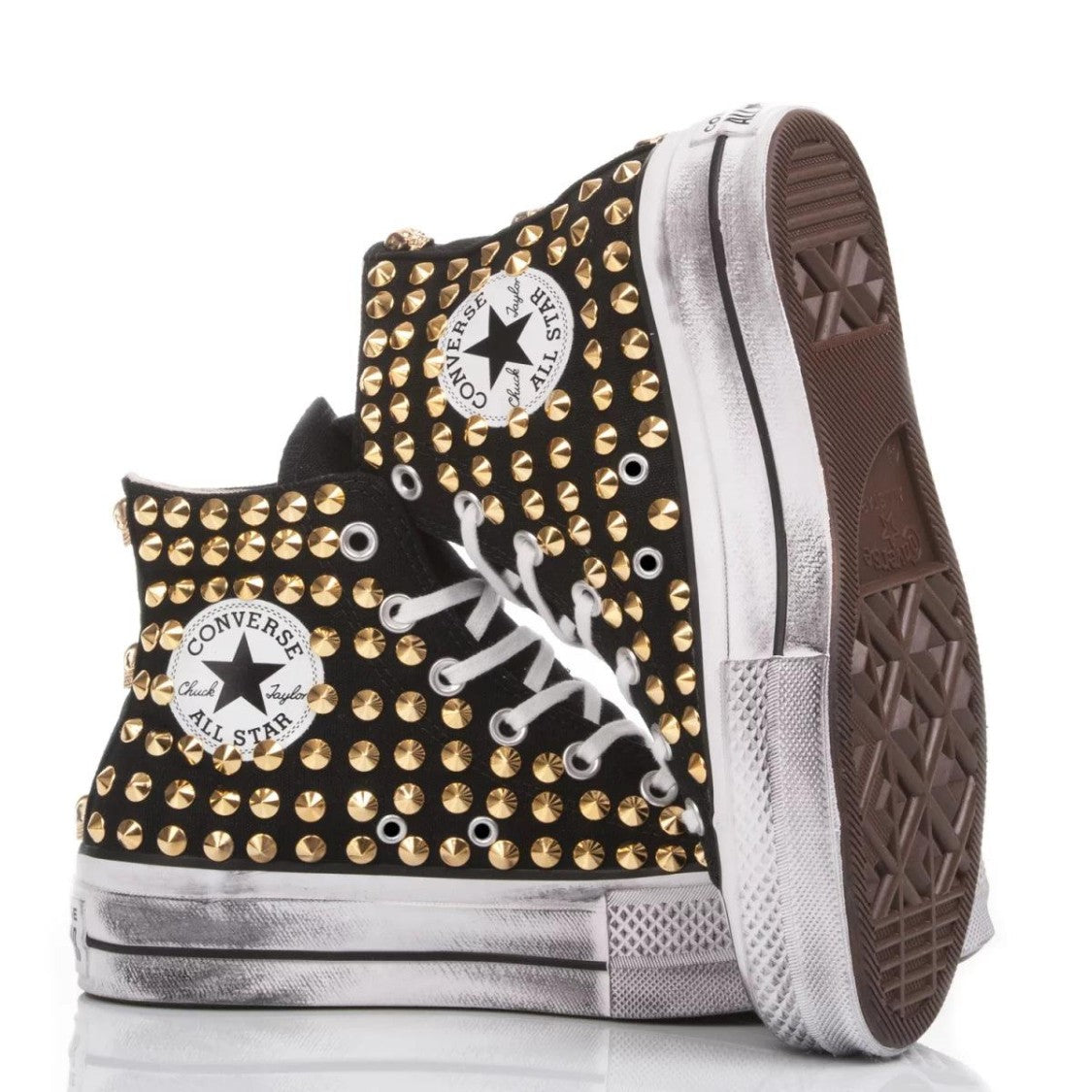 Converse Platform Black Gold Studs