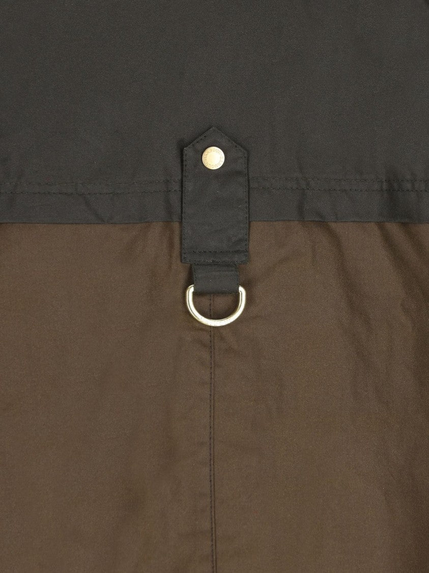 Barbour Two-Tone Waxed Jacket With High Collar And Corduroy Accents