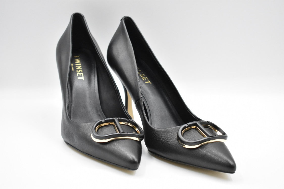 Twin-Set Pointed Toe Pumps With Buckle Accent