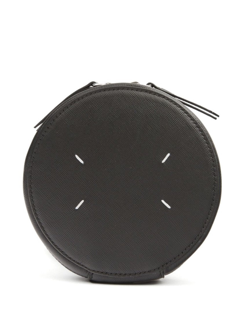 Maison Margiela Textured Black Calf Leather Circular Bag