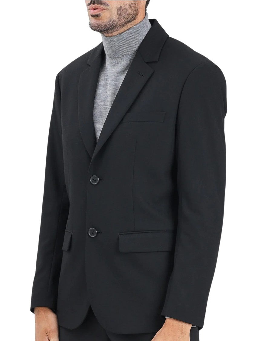 Armani Exchange Black Rounded Two-Button Wool-Blend Blazer