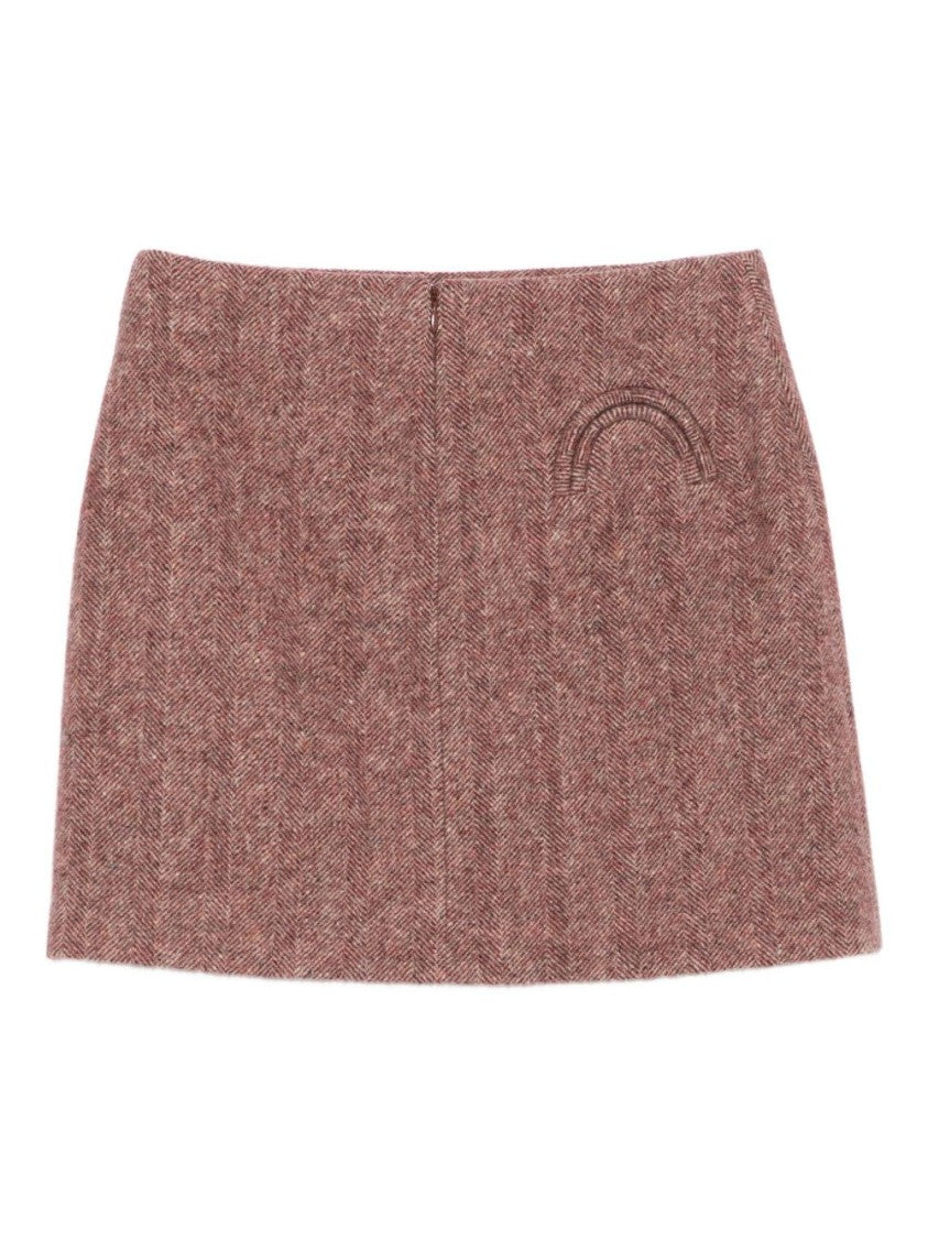 Blaze Burgundy Virgin Wool Mini Skirt