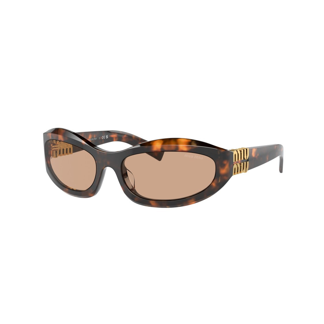 Miu Miu 0Mu 14Zs Oval Tortoiseshell Sunglasses