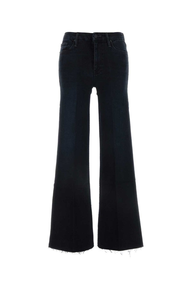 Mother Dark Blue Stretch Denim The Roller Fray Jeans