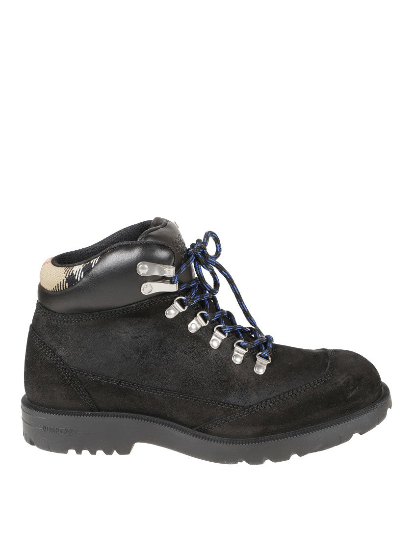 Burberry Suede Ankle Boots With Leather Padded Collar