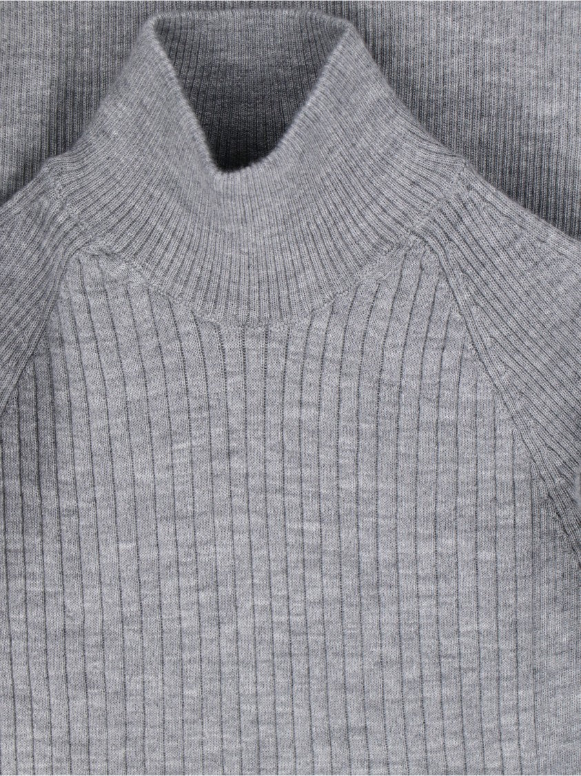 Sa Su Phi Ribbed Cashmere And Silk Knit Sweater With High Neckline