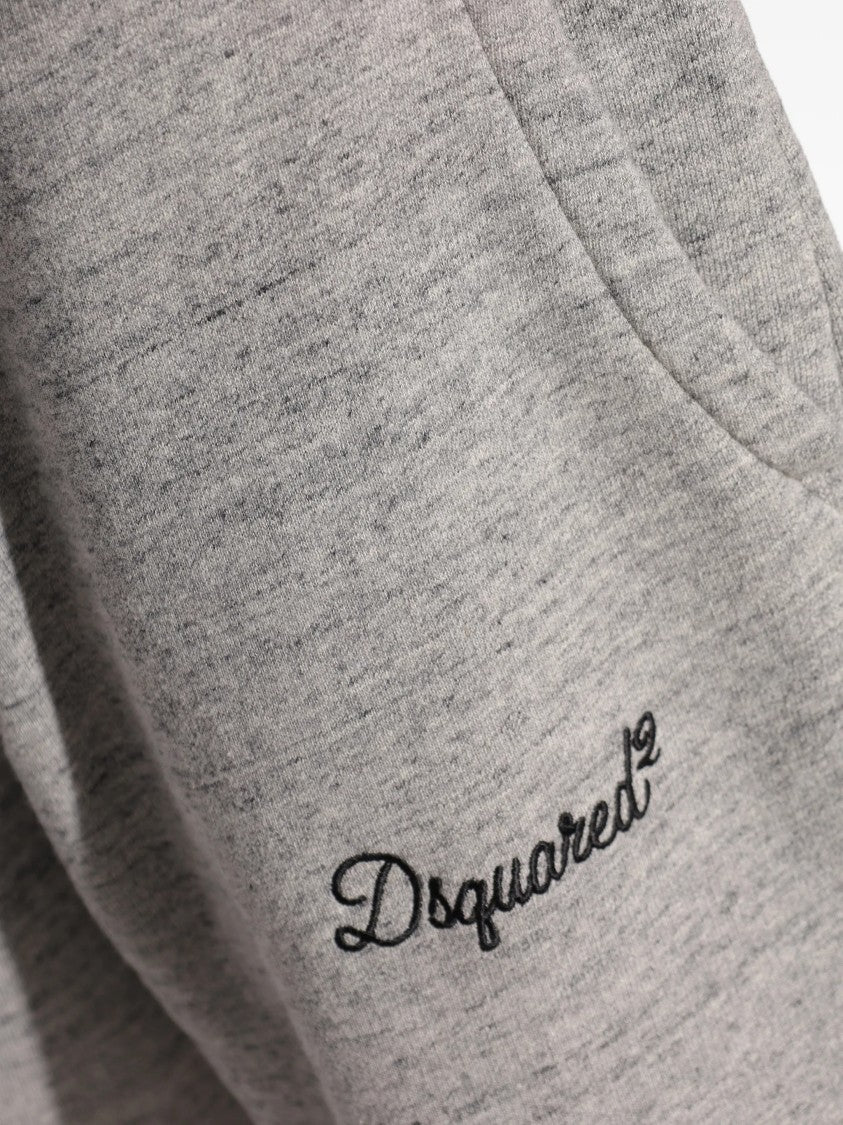 Dsquared2 Grey Heathered Cotton Embroidered Logo Shorts