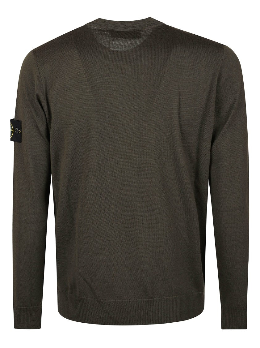 Stone Island Minimalist Olive Green Crew Neck Sweater