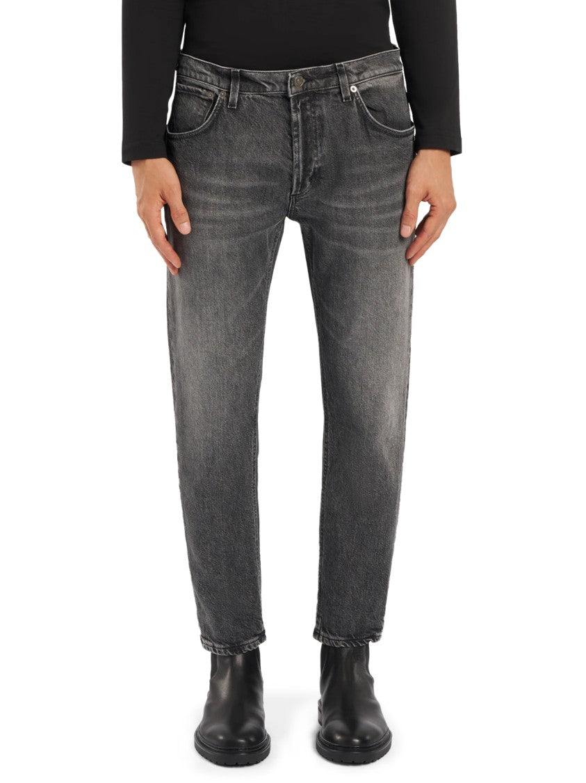 Dondup Cropped Black Trousers With Classic Five-Pocket Design