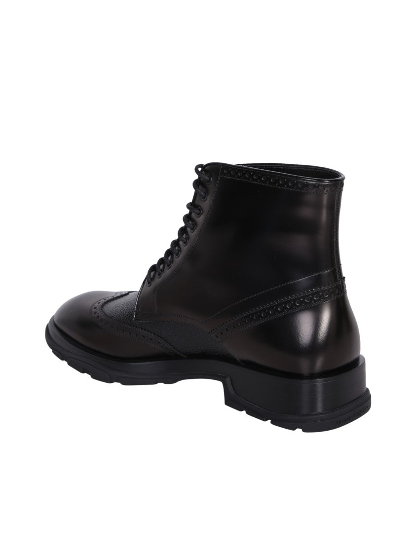 Alexander Mcqueen Black Lace-Up Boots