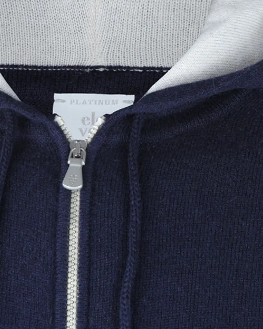 Eleventy Full-Zip Cashmere Hoodie With Suede Drawcords