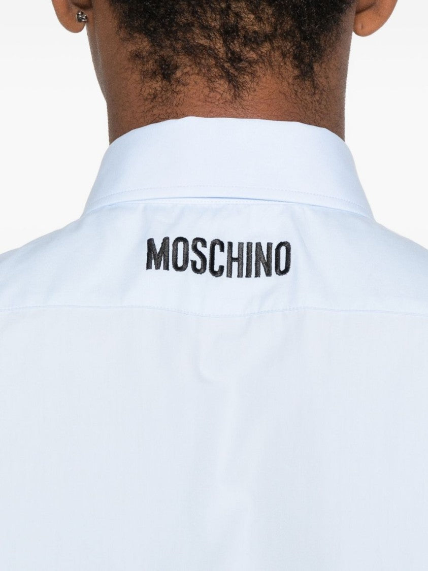 Moschino Light Blue Embroidered Logo Long Shirt