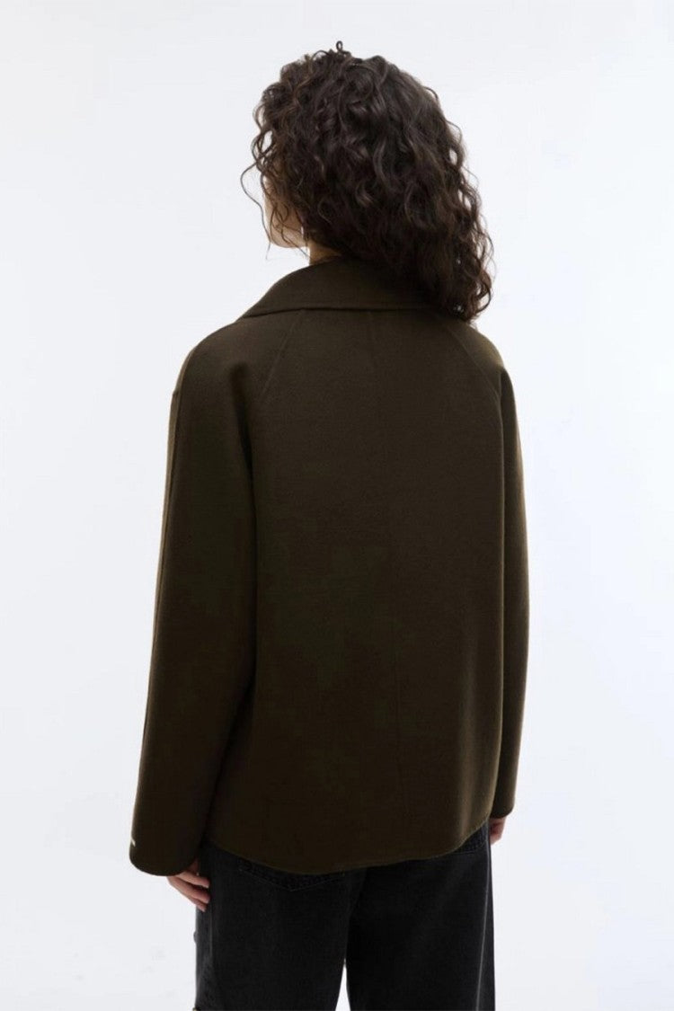 I Blues Dark Brown Short Double-Breasted Jacket