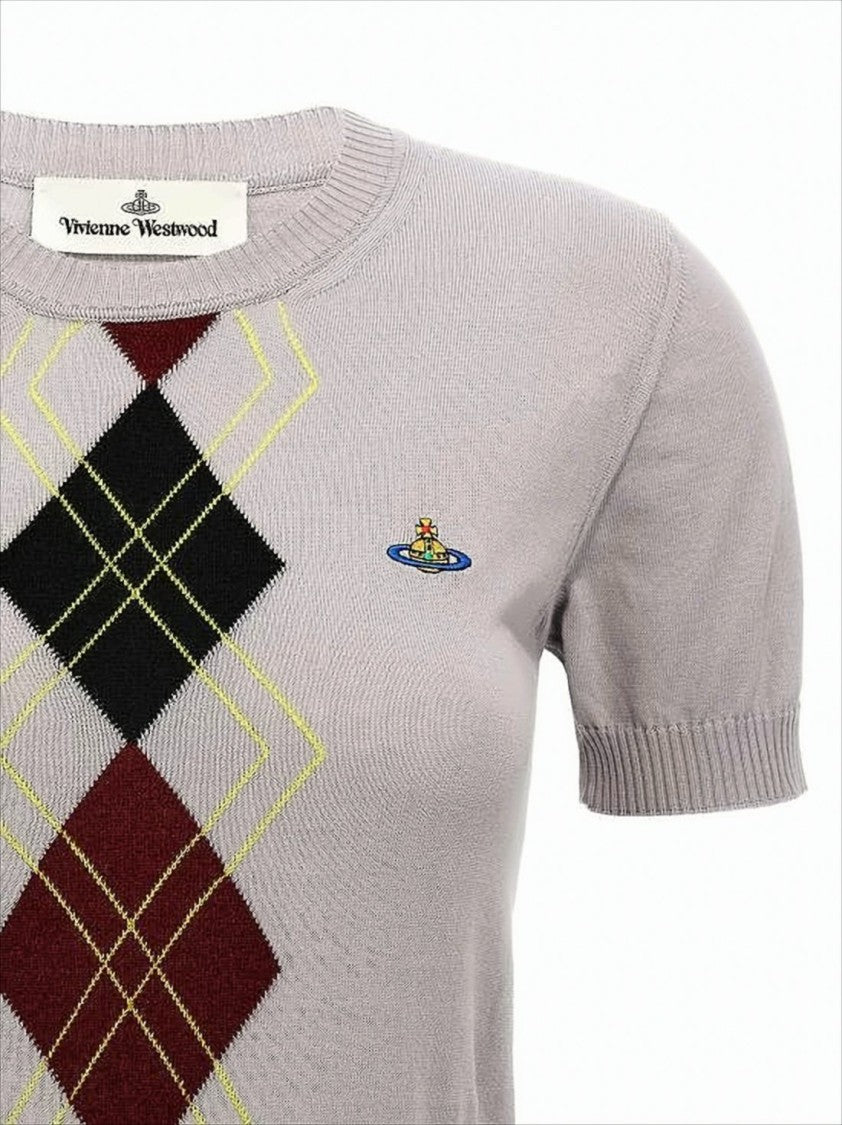 Vivienne Westwood Fitted Knit Sweater With Classic Argyle Pattern
