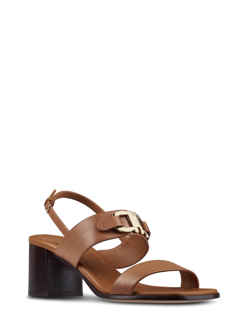 Ferragamo Brown Leather Sandals With Buckle Detail