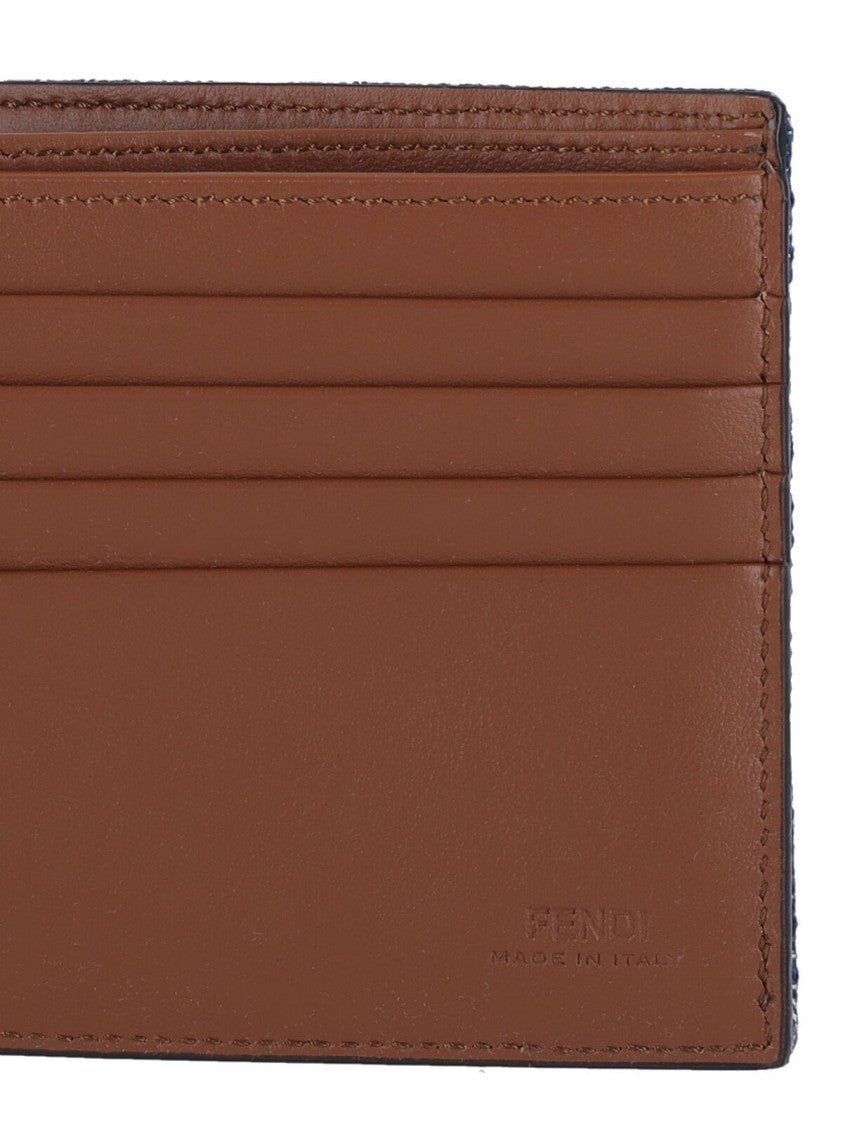 Fendi Blue Cotton "Ff" Bi-Fold Wallet
