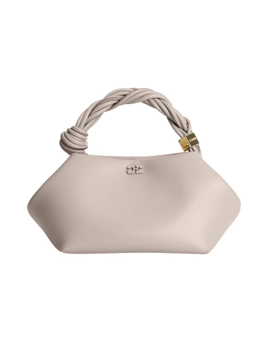 Ganni Sculptural Beige Shoulder Bag With Braided Handle