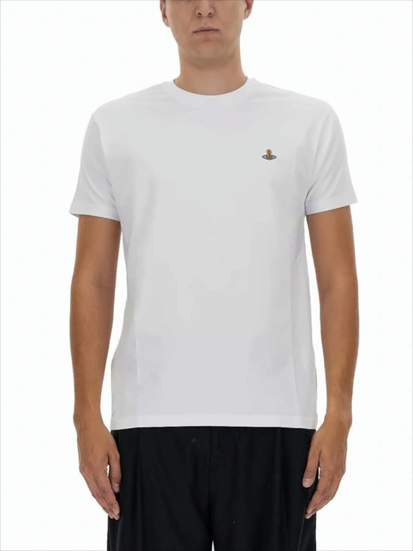 Vivienne Westwood Short-Sleeved Classic White T-Shirt With Embroidered Detail