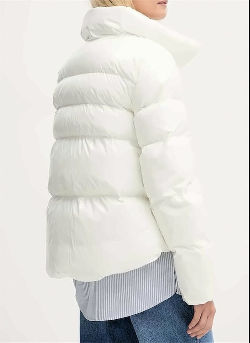 Pinko Cropped White Down Jacket With High Collar