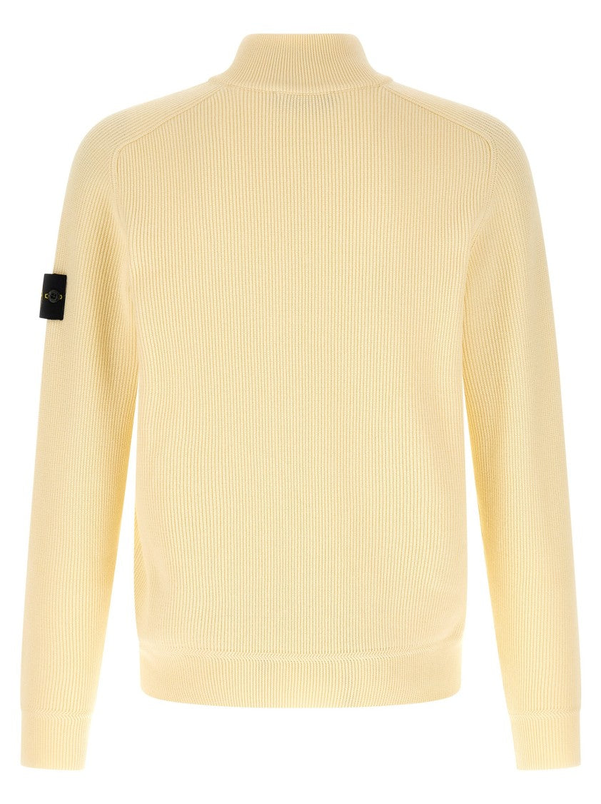 Stone Island Ribbed Cotton Sweater With Half Zip