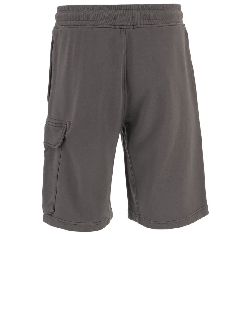 C.P. Company Relaxed Fit Cotton Shorts With Logo Patch And Drawstring