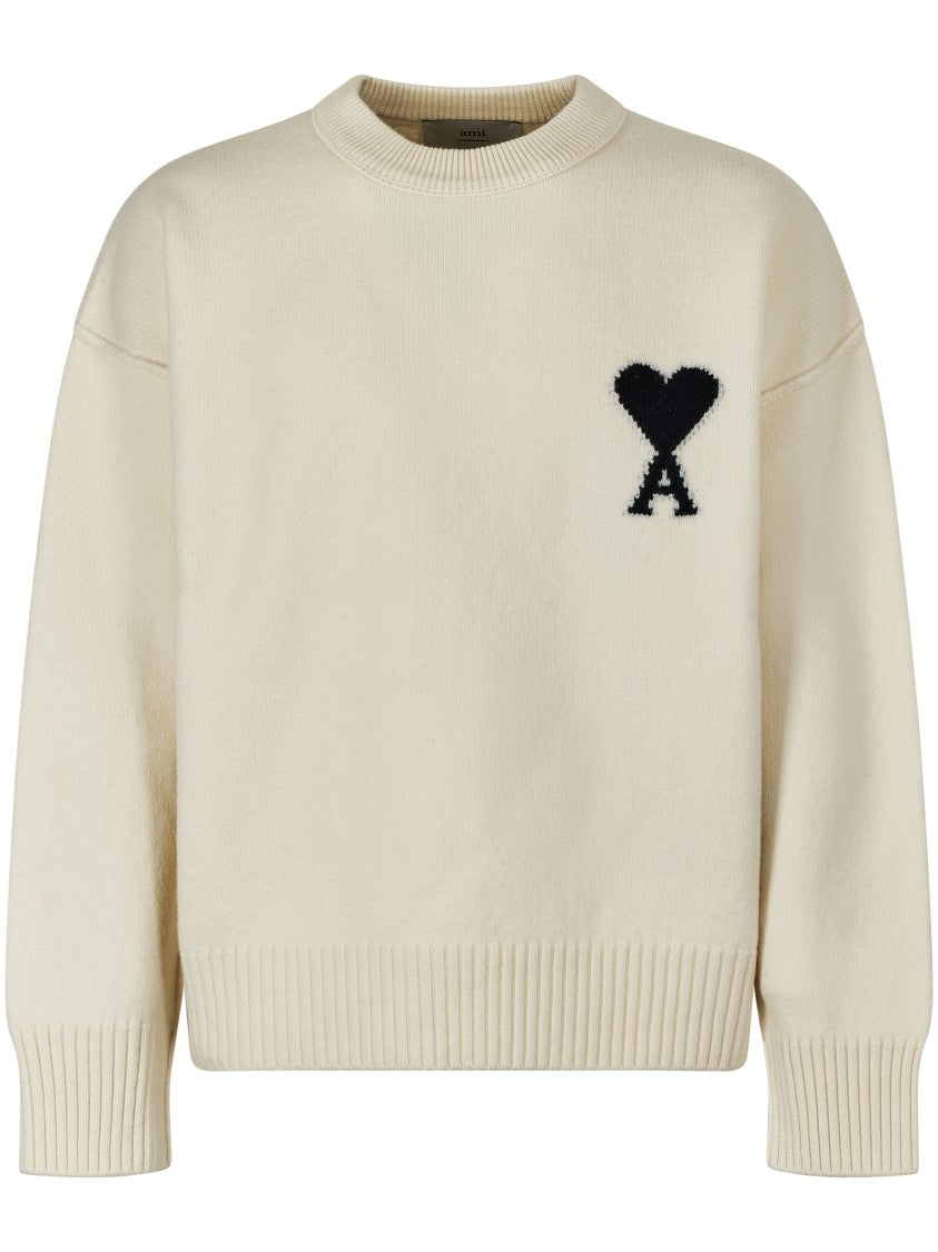 Ami Felted Knit Sweater With Heart