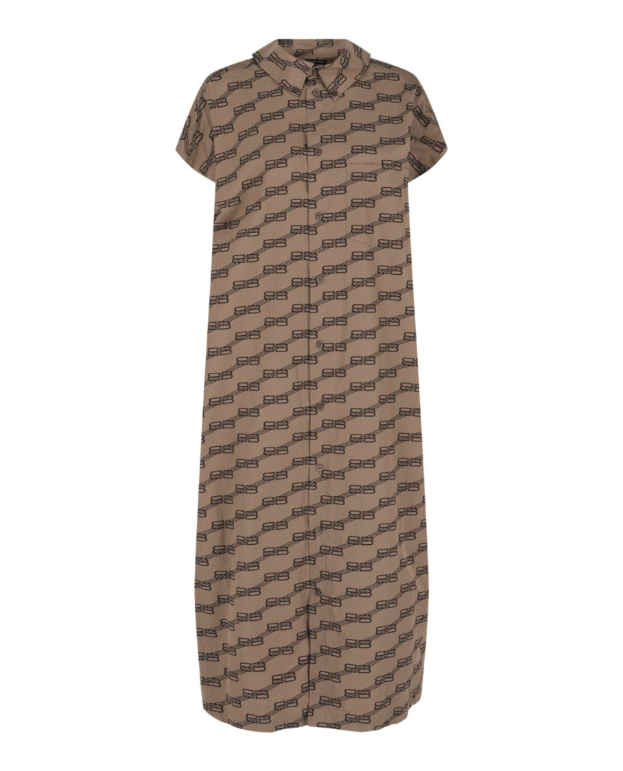 Balenciaga Rawcut Monogram Midi Shirt Dress
