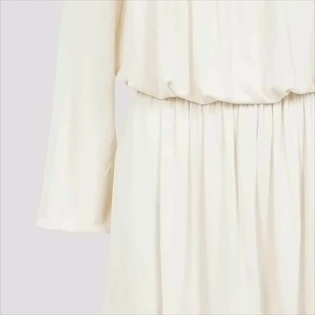 Saint Laurent Fluid White Mini Dress With Long Sleeves