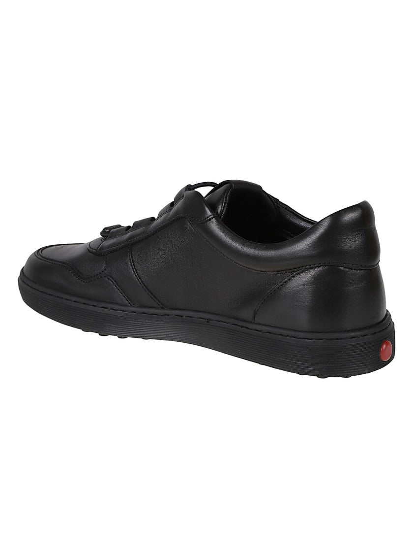 Tod's Black Calf Leather Red Dot Sneakers