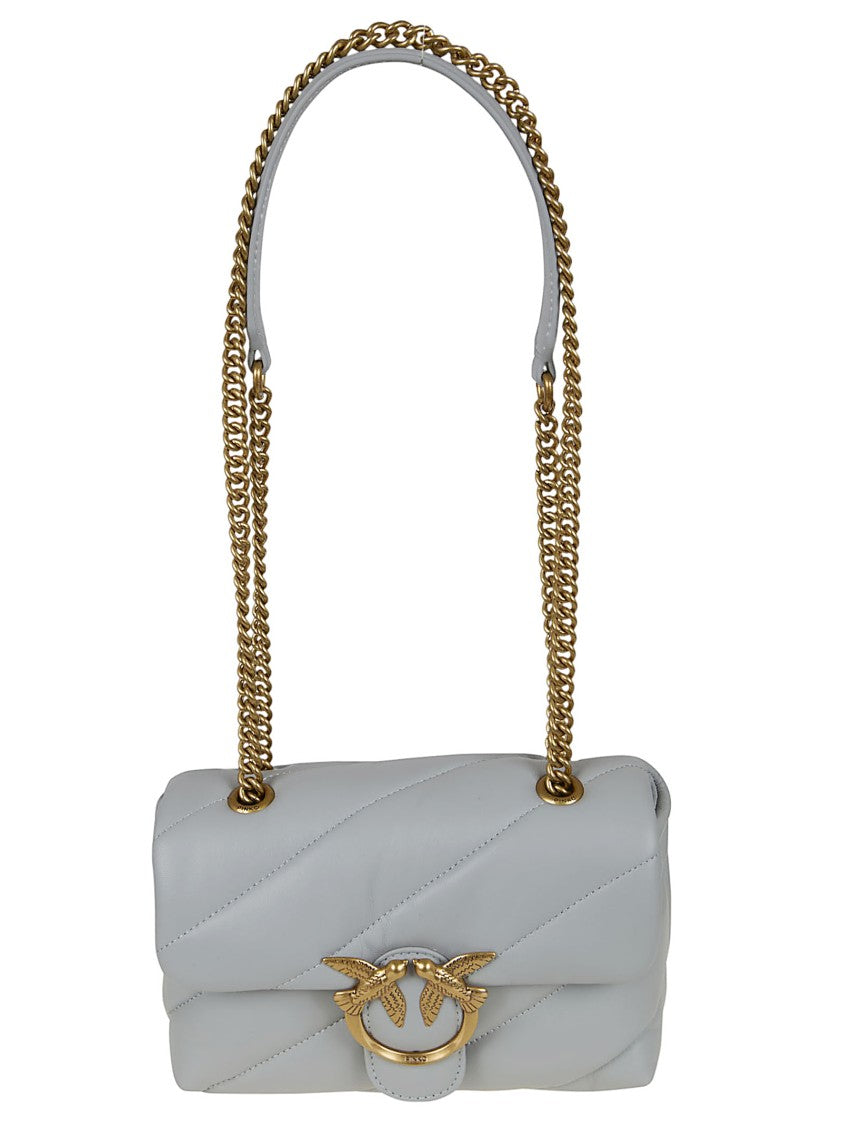 Pinko Quilted Calfskin Shoulder Bag With Gold Logo Detail